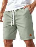 Men's Casual Shorts 9'' Cotton Drawstring Elastic Waist Lightweight Summer Beach Shorts with Pockets